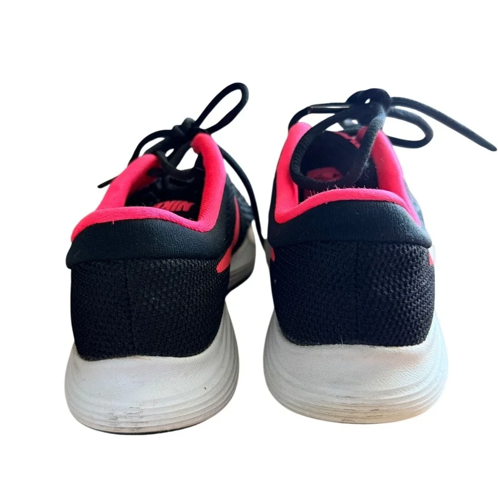 Nike Running Shoes Kids 3.5Y Revolution 4 Black Pink 943306-004 EUC